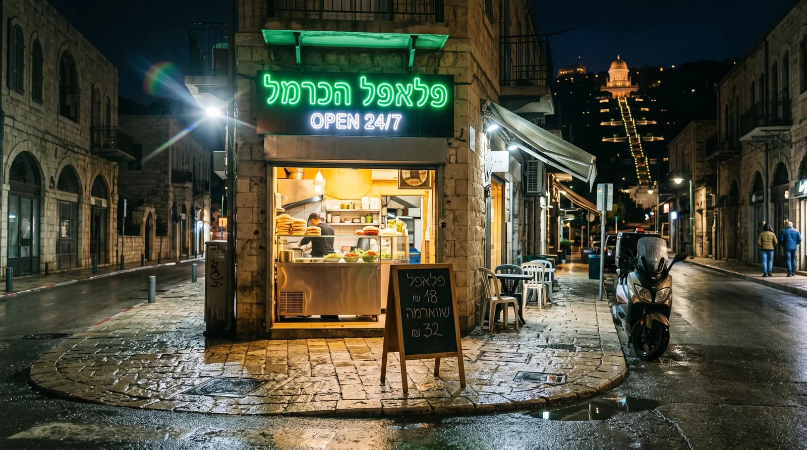 A falafel shop sign