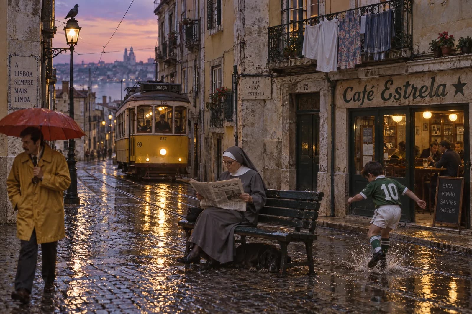 Lisbon in the 70s, evening rain