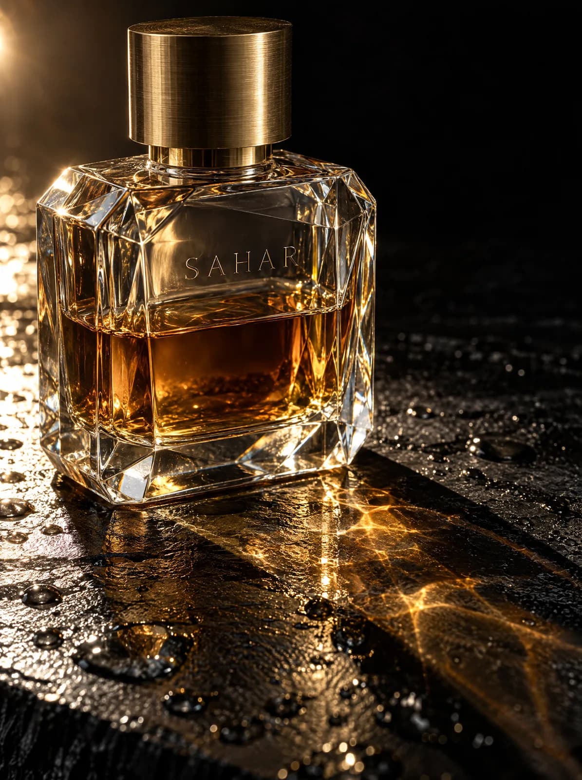 Perfume on wet slate